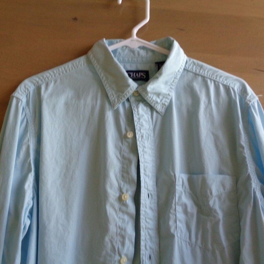 CHAPS Men's Casual Long Sleeve Button Down Collar Shirt Acadia Blue Size Medium
